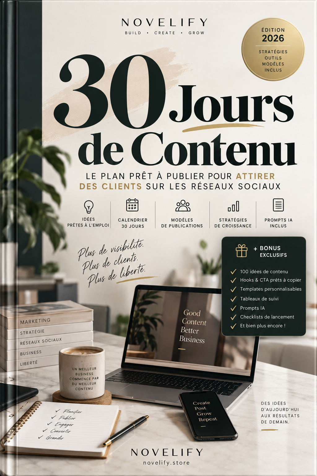 30 Jours de Contenu — Le Plan Prêt à Publier pour Attirer des Clients sur les Réseaux Sociaux