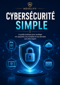Bouclier numérique illustrant la protection des appareils, comptes et données pour une cybersécurité simple, par Novelify