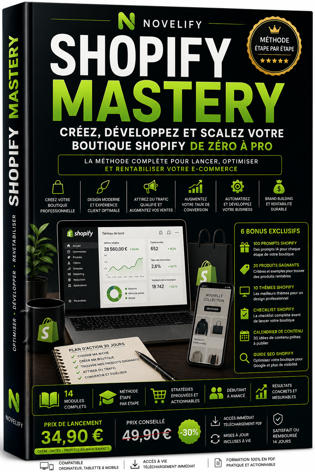 Livre numérique Email Marketing Mastery de Novelify, couverture avec titre et illustrations sur le marketing par email.