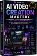 Livre numérique "AI Video Creation Mastery" de Novelify avec couverture illustrant la création vidéo avec l'IA