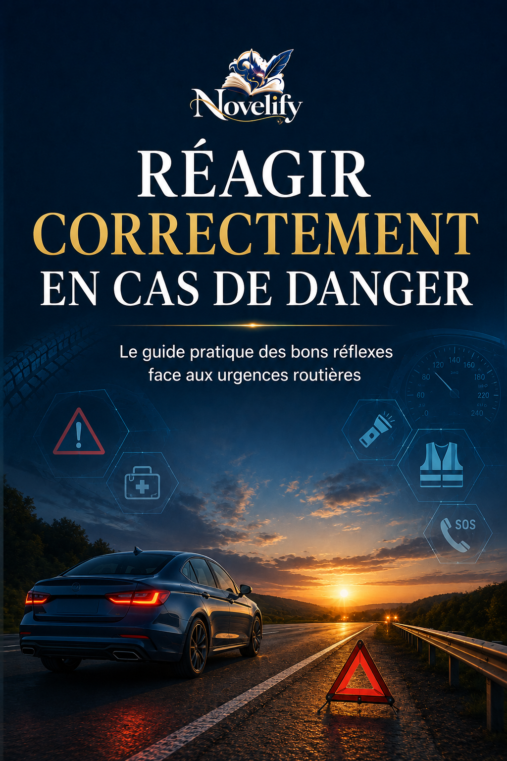 Livre numérique Réflexes d'urgence sur la route de NOVELIF, guide pratique avec illustrations pour les situations d'urgence routière.
